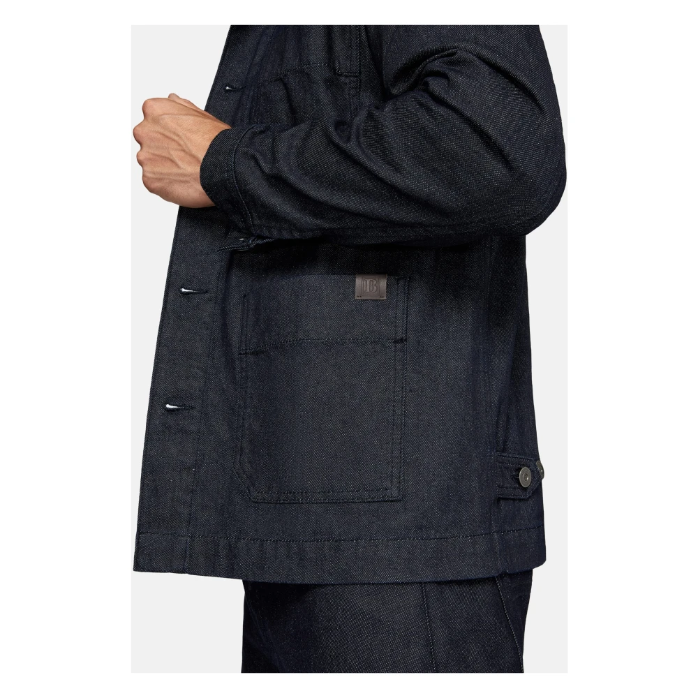 Boggi Milano Work Shirt Jacket in Denim Blue Heren