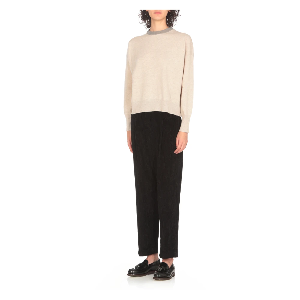 BRUNELLO CUCINELLI Beige Cashmere Diamond Crew Sweater Beige Dames