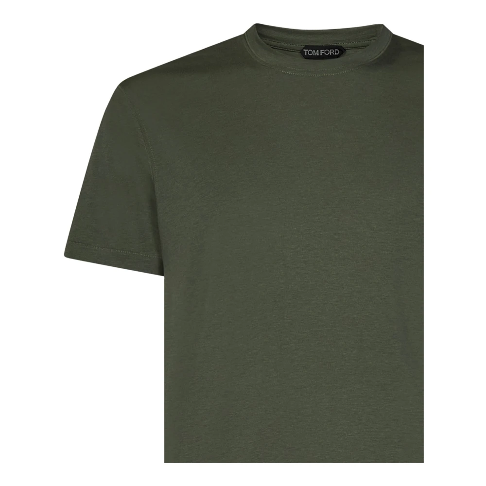 Tom Ford Groen Logo Geborduurd Crewneck T-shirt Green Heren
