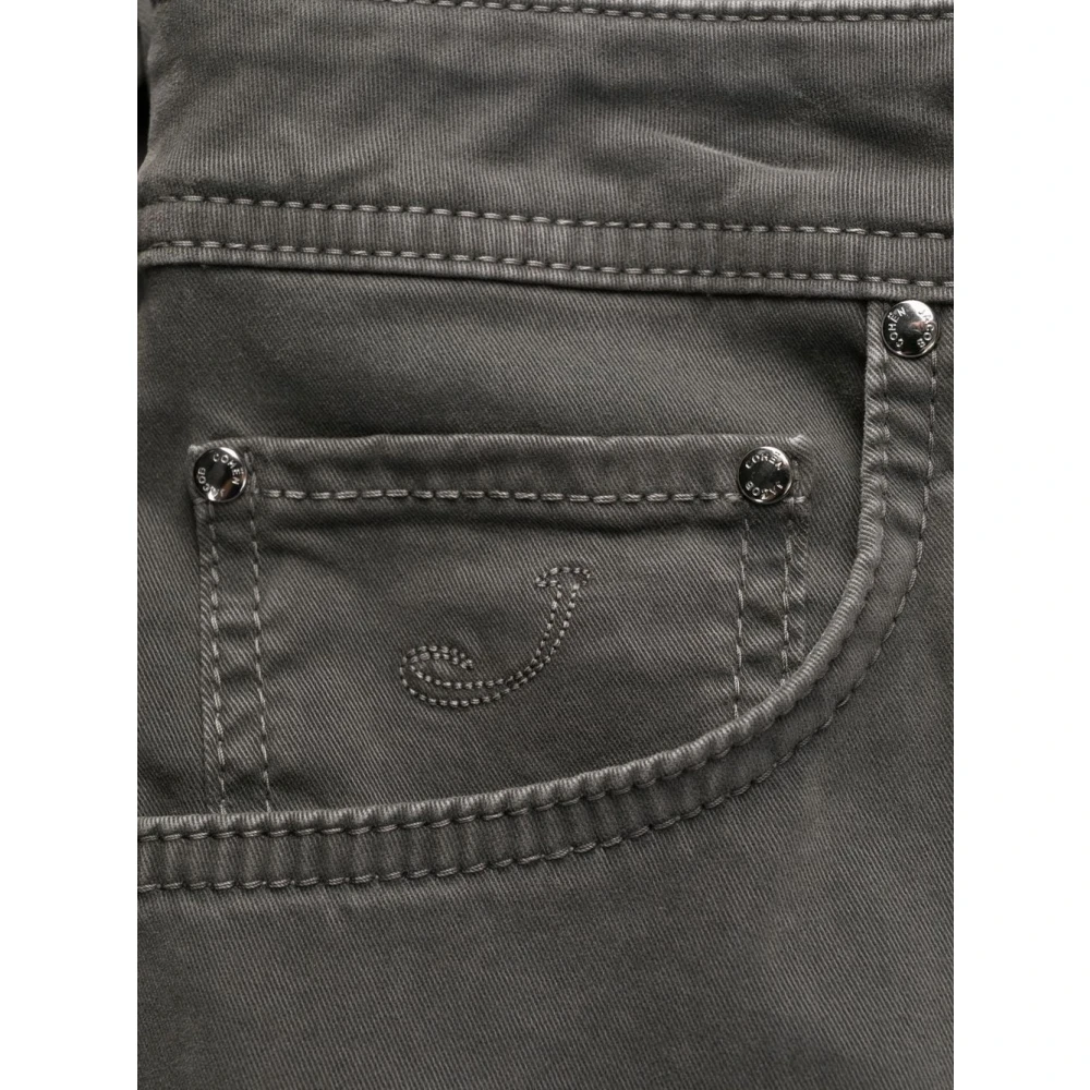 Jacob Cohën Grijze Sjaal-Detail Slim-Fit Broek Gray Heren