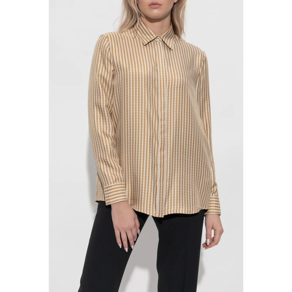 Versace Zijden shirt met print Beige Dames