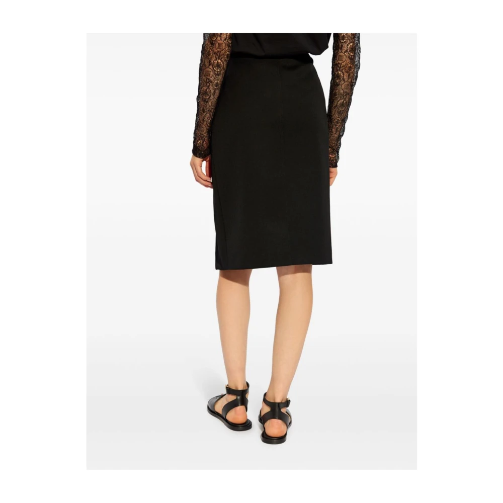 Givenchy Zwarte Rok met Metalen Logo Opening Black Dames