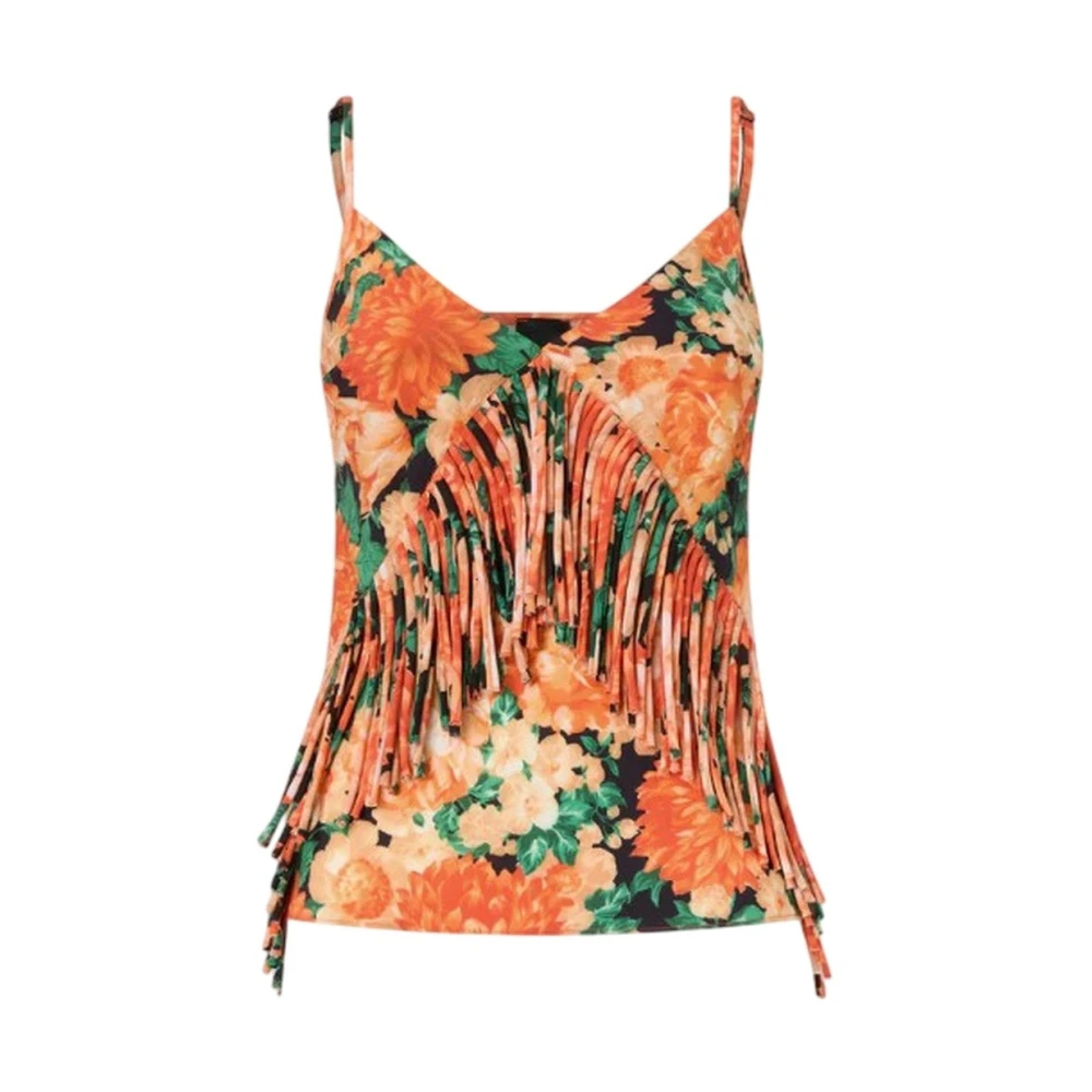 Pinko Women's Orange Sleeveless Tops, S, Top E Canotte Poliestere