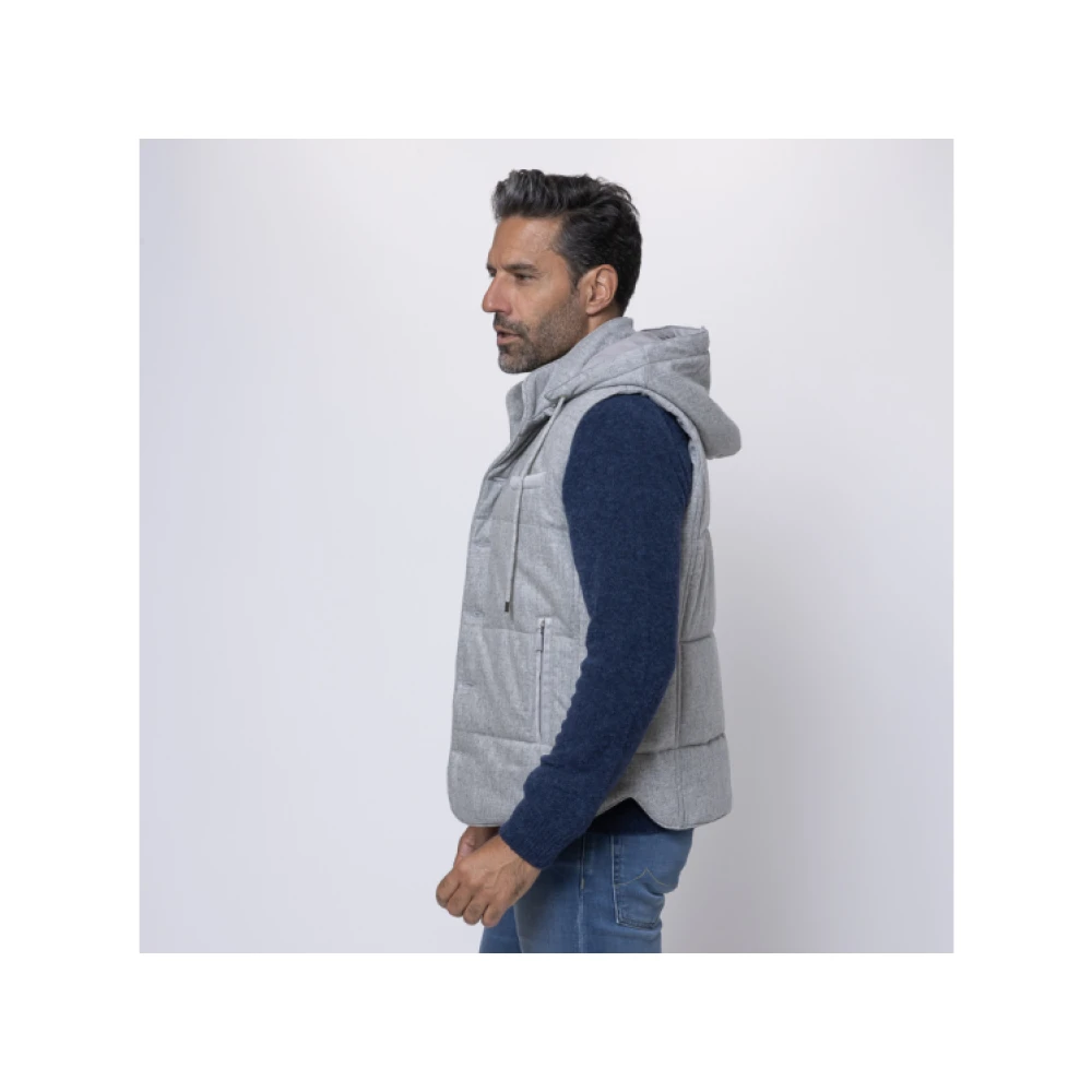 Gran Sasso Grijze Wollen Mouwloze Hoodie Jas Gray Heren
