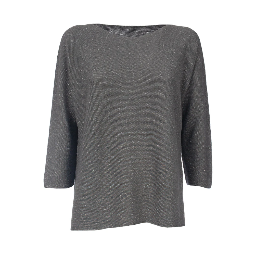 Le Tricot Perugia Asymmetrische Boothals Wollen Trui Gray Dames