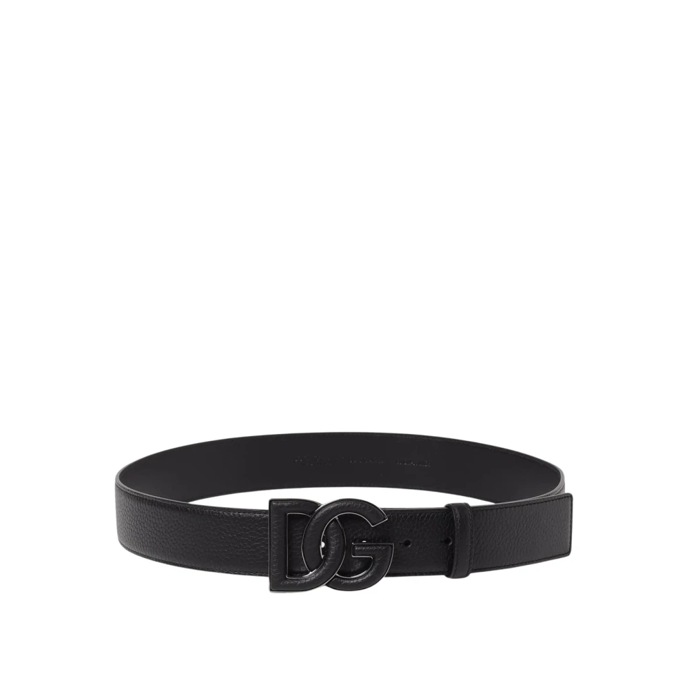 Dolce & Gabbana Men's Black Belts,, Leather Buckle Belt Medium
