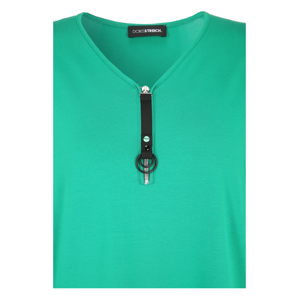Doris S Casual lang shirt met groene hanger Green Dames