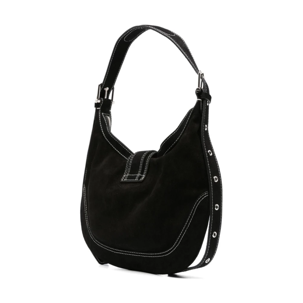 Osoi Zwarte leren schoudertas Black Dames
