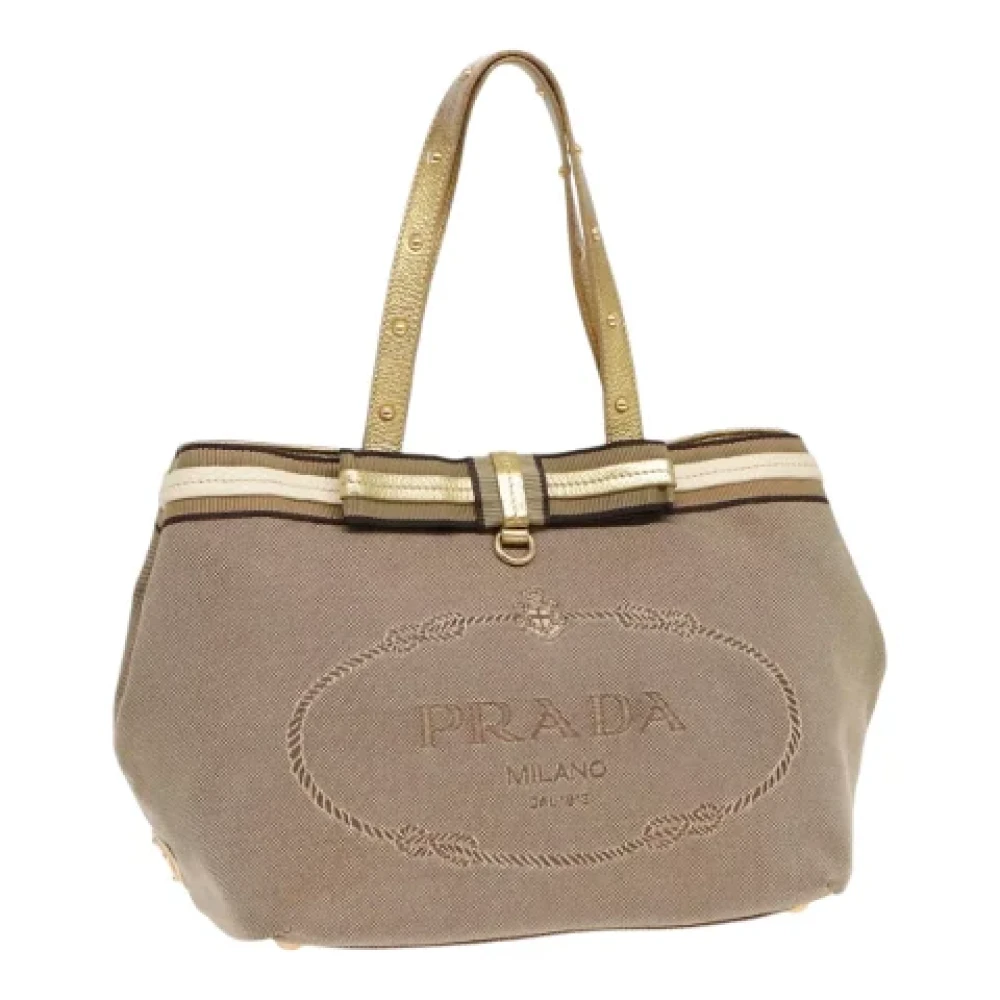 Prada Vintage Pre-owned Canvas handbags Beige Dames