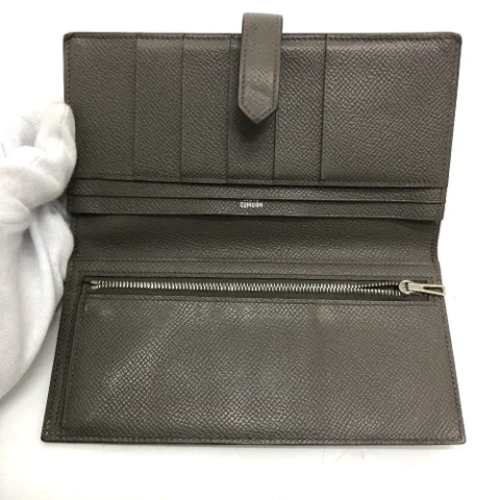 Hermès Vintage Pre-owned Leather wallets Gray Dames