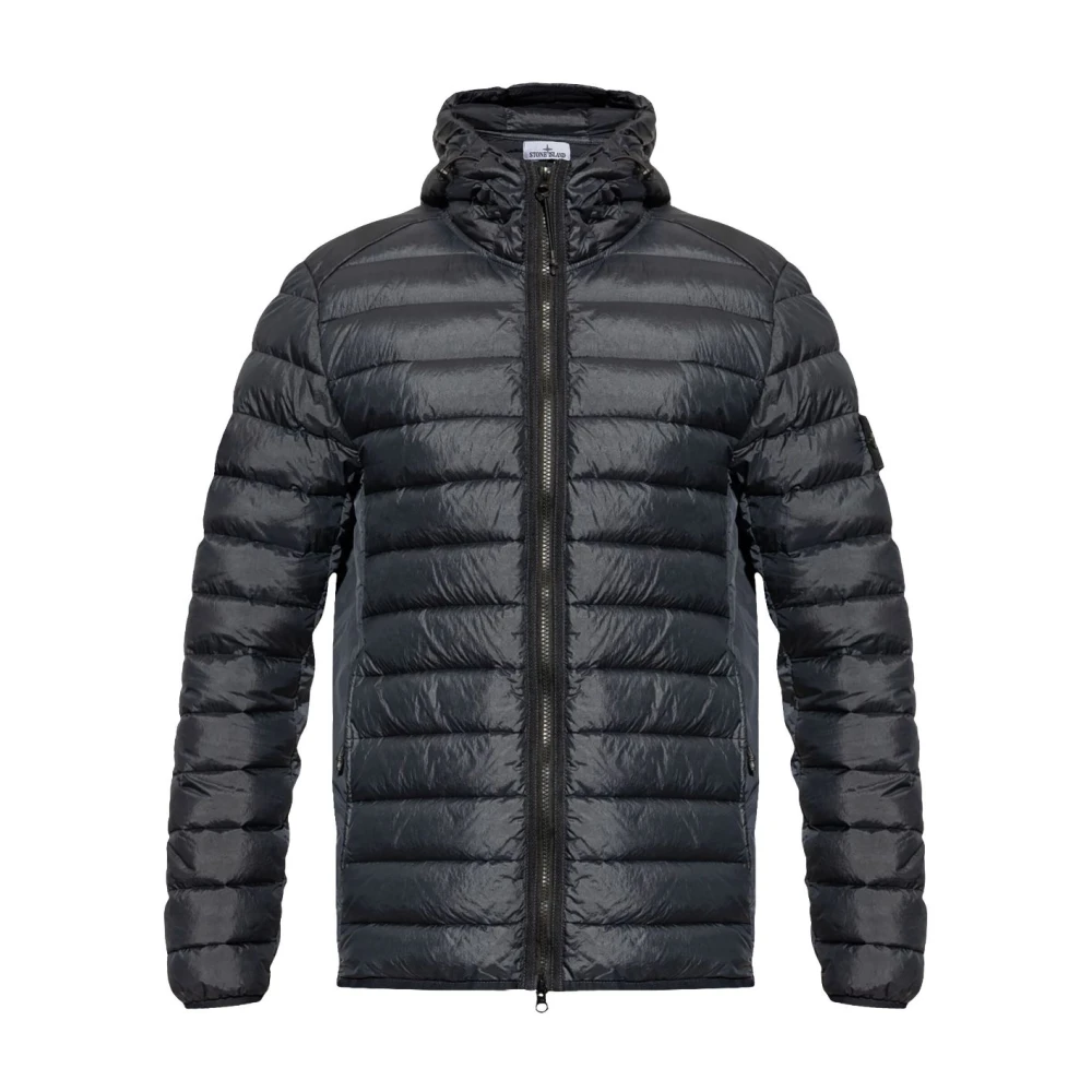 Stone Island Blauwe Nylon Hooded Ritsjas Blue Heren