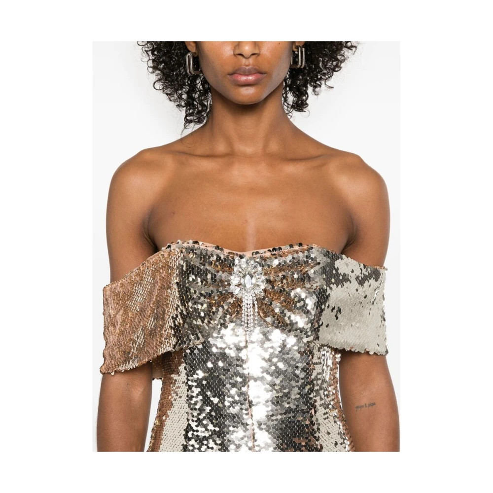 Self Portrait Kristal Versierde Gouden Jurk Yellow Dames