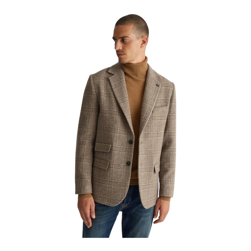 Liu Jo Elegante wollen ruitjas voor heren Brown Heren