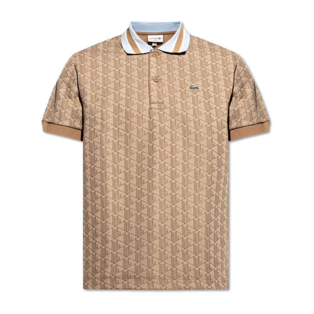 Lacoste Polo shirt met monogram Beige Heren