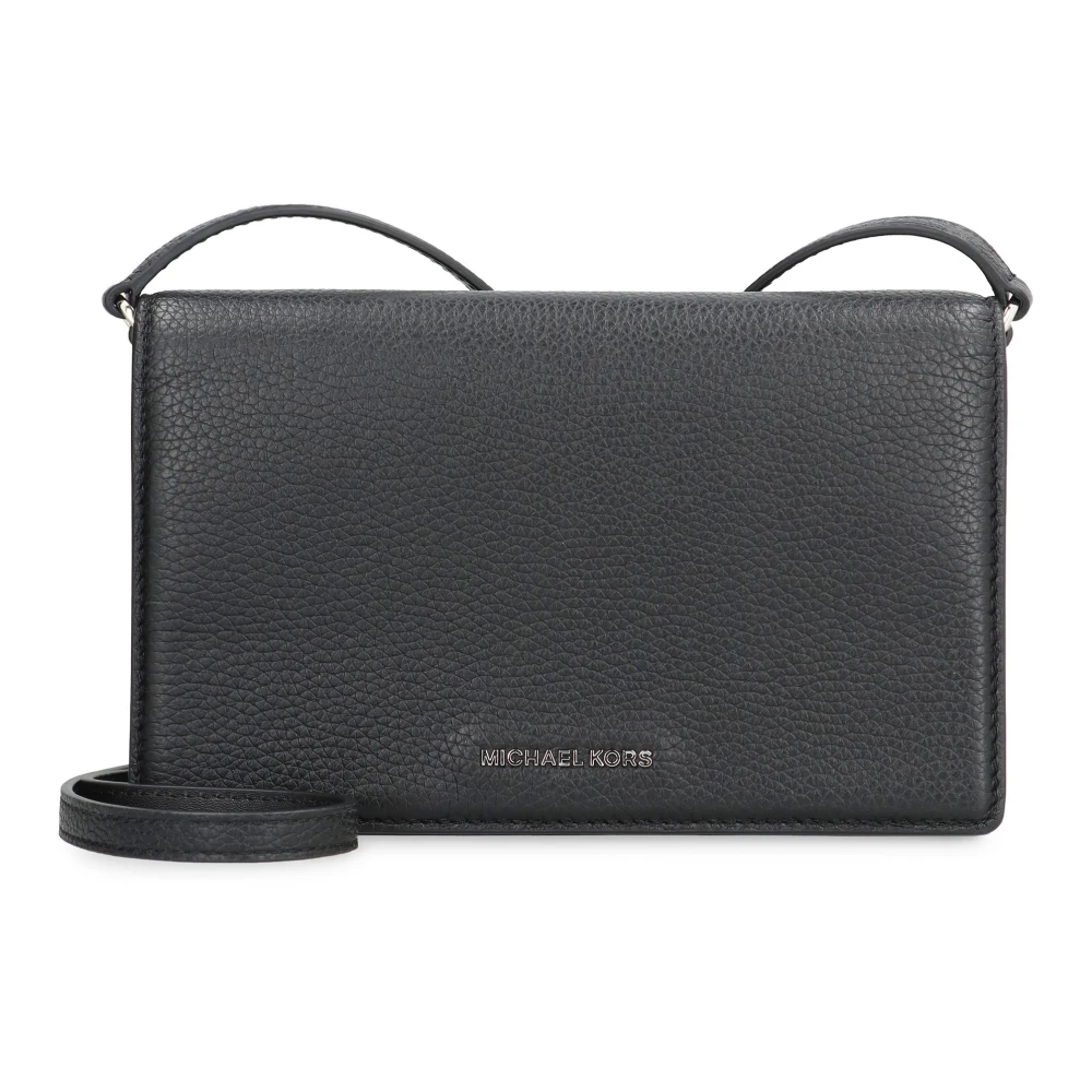 Michael Kors Leren Crossbody Tas met Klep Sluiting Black Dames