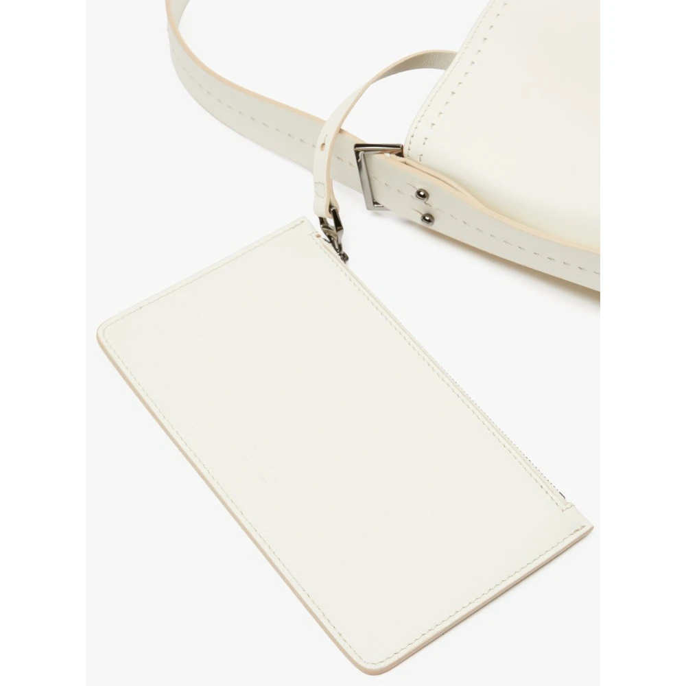 Max Mara Stijlvolle Leren Schoudertas met Verstelbare Band White Dames