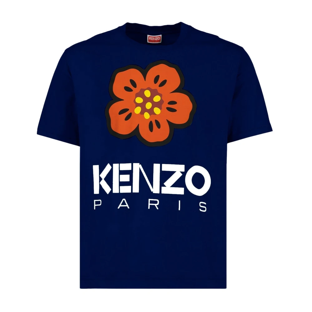 Kenzo Blommig Rund Hals T-shirt Blue, Herr