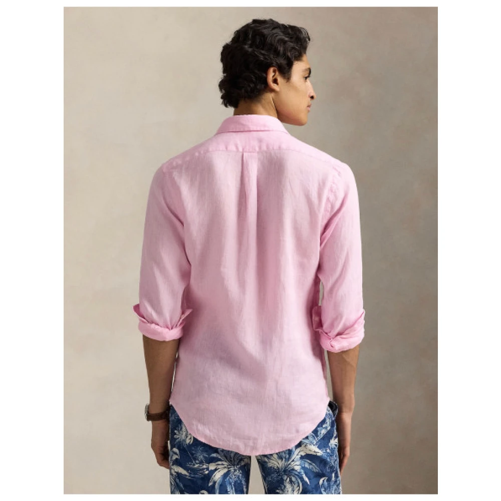 Polo Ralph Lauren Custom Fit Linnen Overhemd Pink Heren
