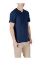 t-shirt-en-coton-bleu-a-col-en-v