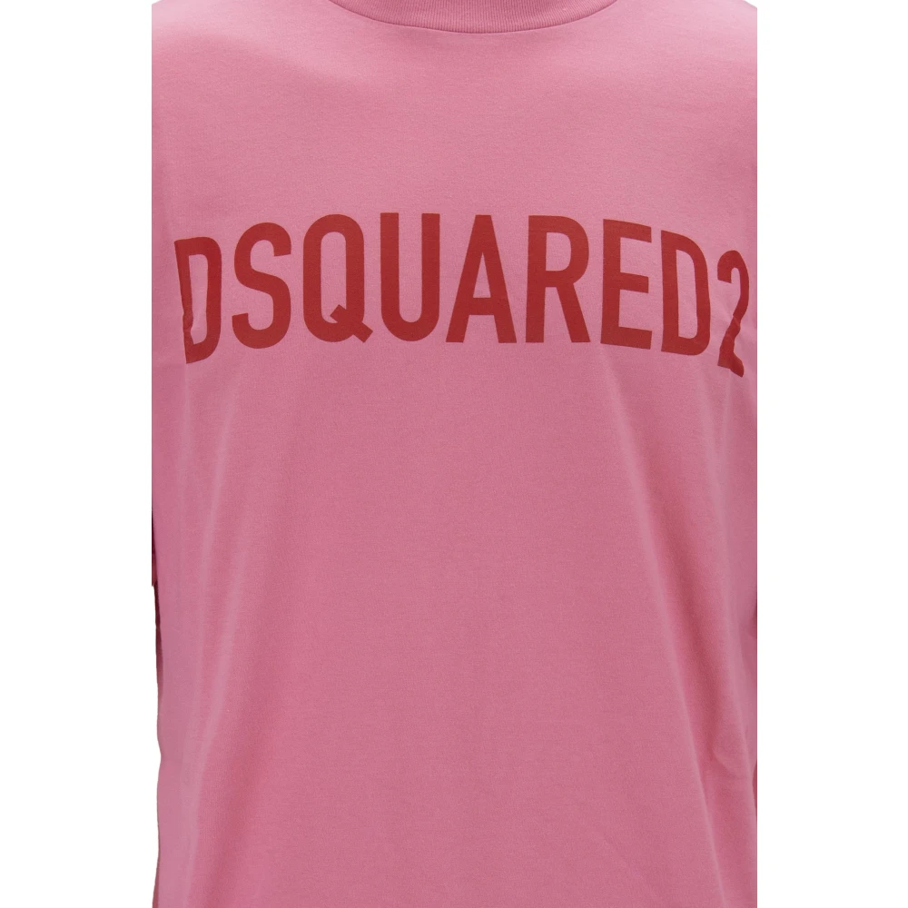 Dsquared2 Heren Ronde Hals Katoenen T-Shirt Pink Heren