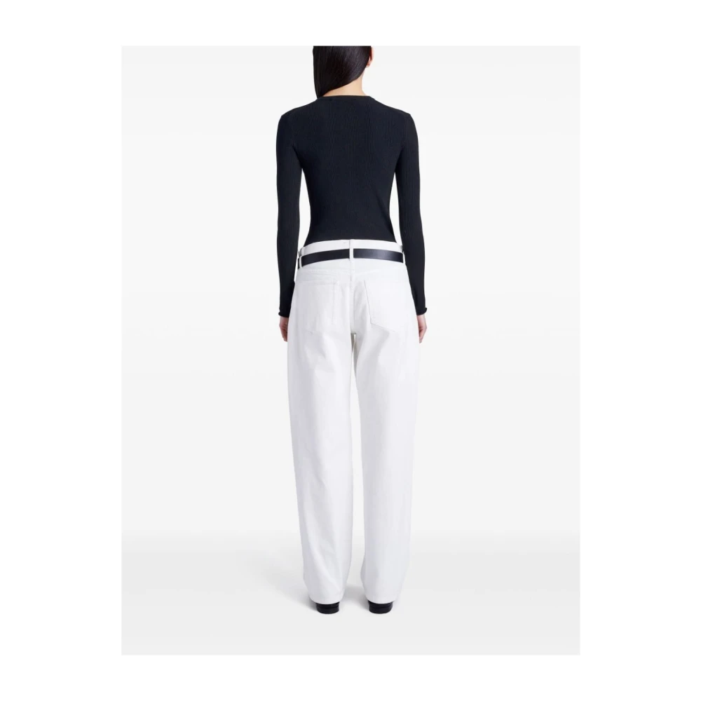 Proenza Schouler Zwarte Geribbelde Gebreide Henley Top Black Dames