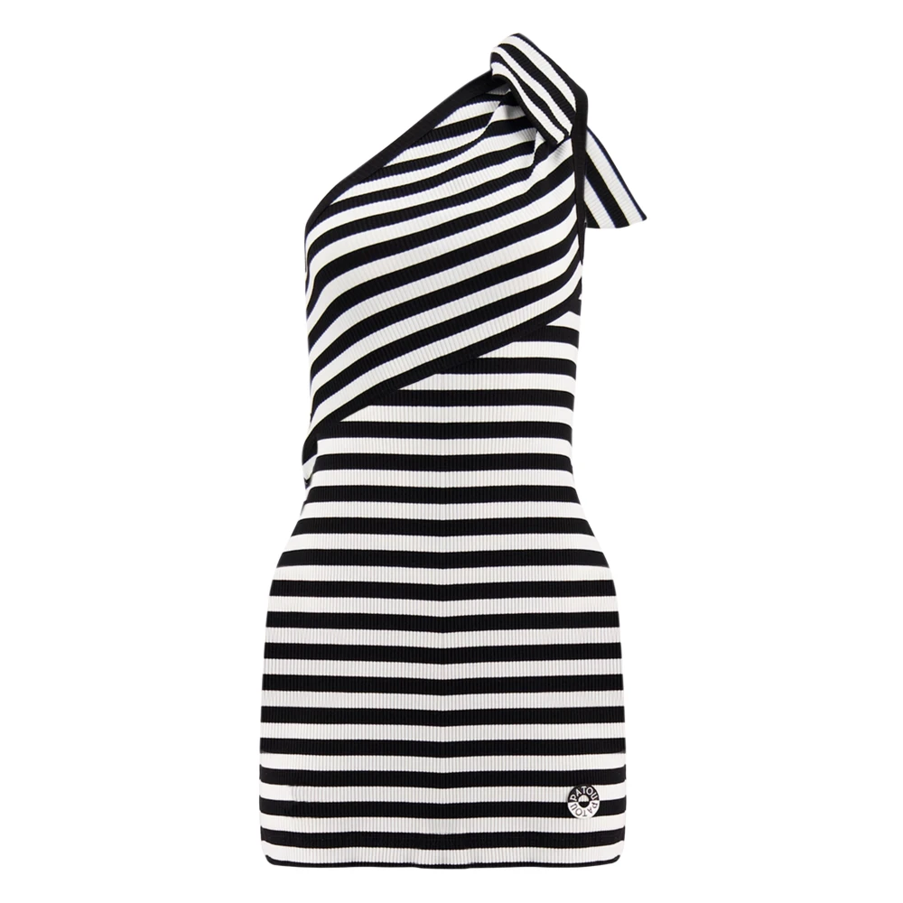 Patou Women's Multicolor Knitted Dresses, L, Robe Asymétrique À Rayures