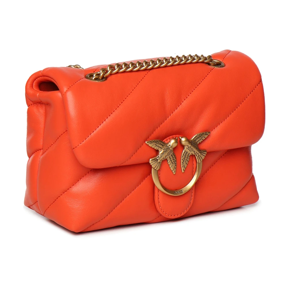 pinko Oranje Leren Schoudertas met Sluiting Red Dames