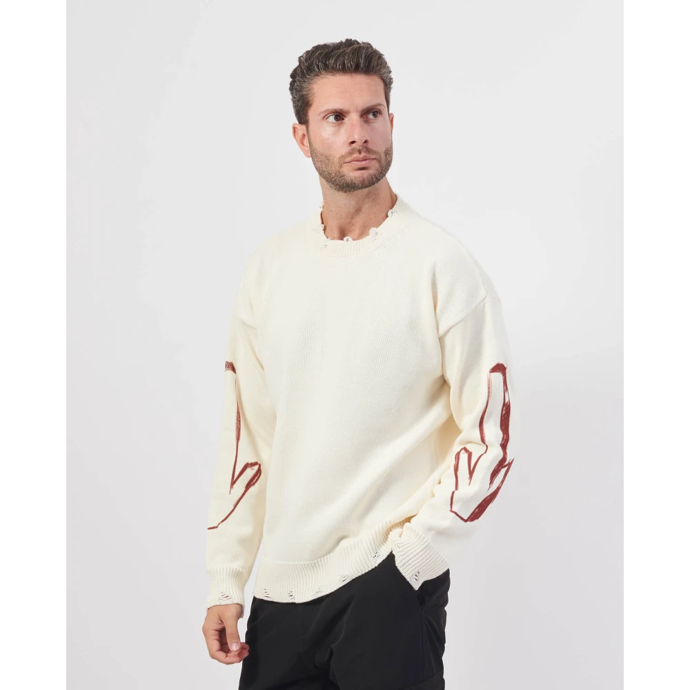 Disclaimer Witte Sweater met Contrastprint White Heren