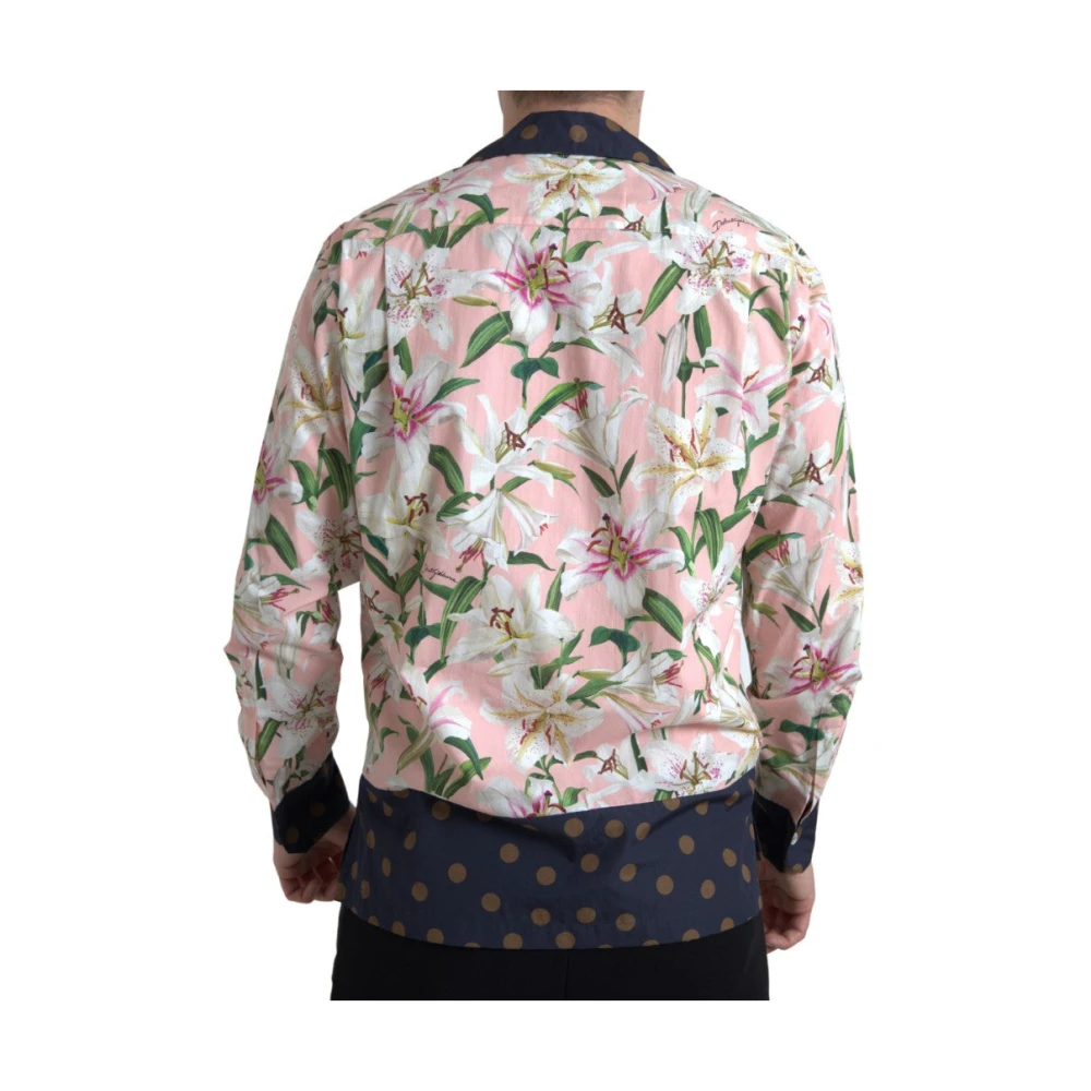 Dolce & Gabbana Elegant Slim Fit Roze Casual Overhemd Multicolor Heren