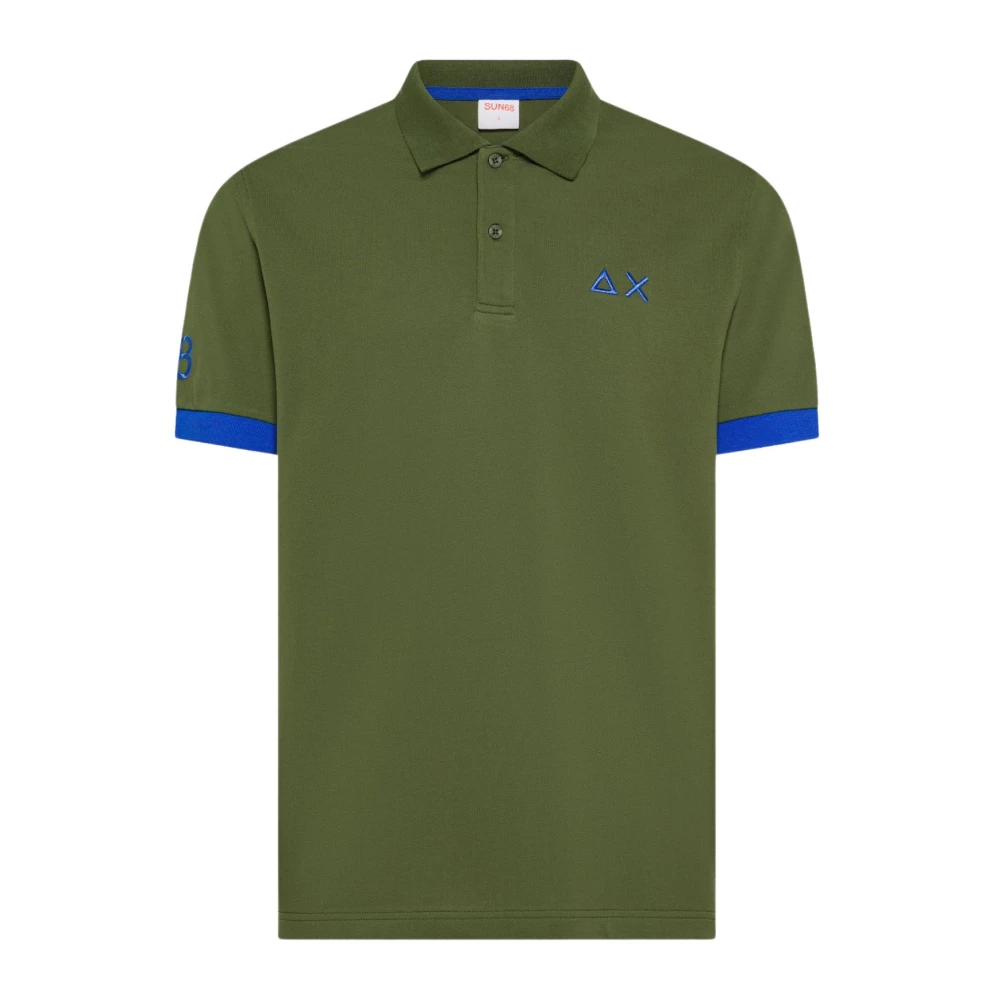 Sun68 Men's Green Polo Shirts, S, Polo Big Logo Fluo S/S