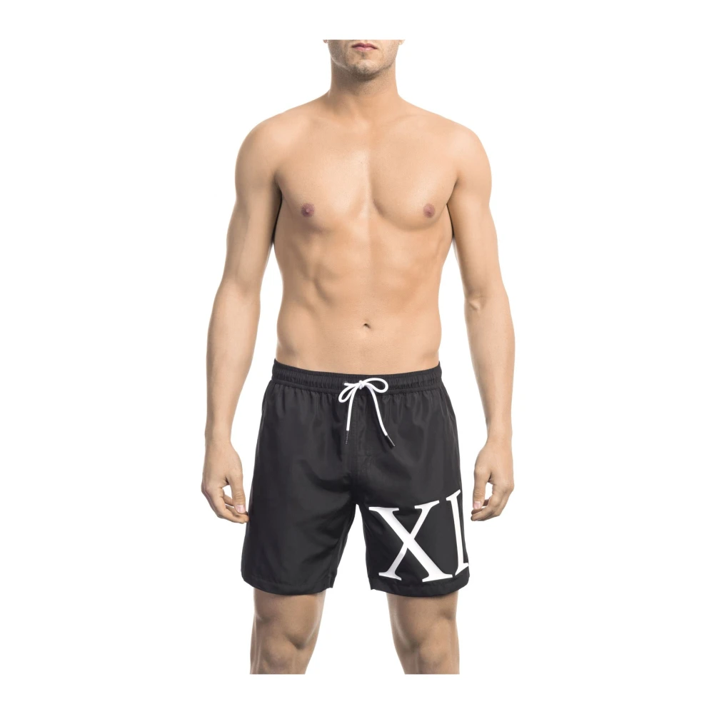 Bikkembergs Strandkläder - Badkläder - Bermuda med Sidoprint Black, Herr