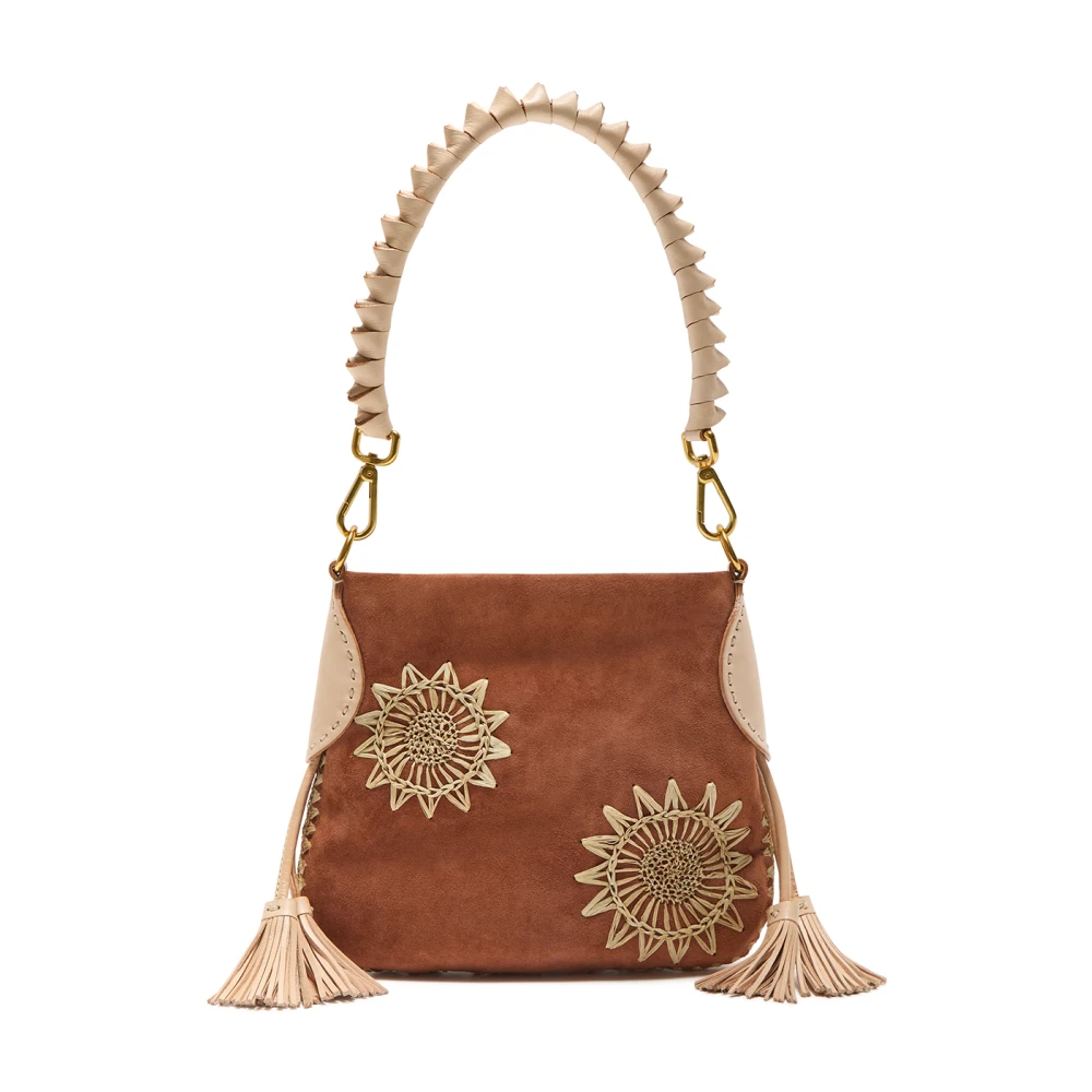 Maliparmi Kleine Leren & Raffia Schoudertas Orange Dames