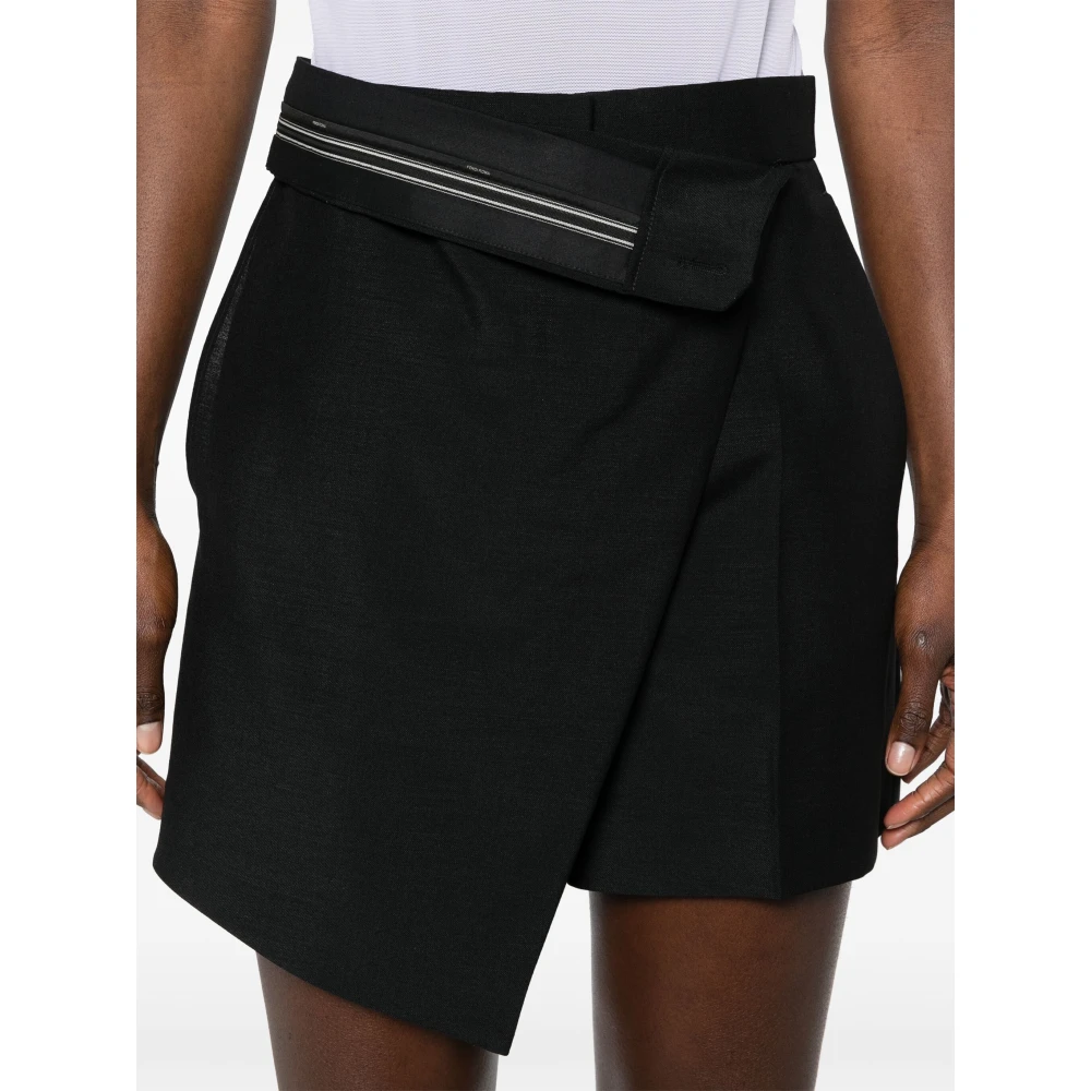 Fendi Zwarte Wrap Shorts Mohair Twill Design Black Dames