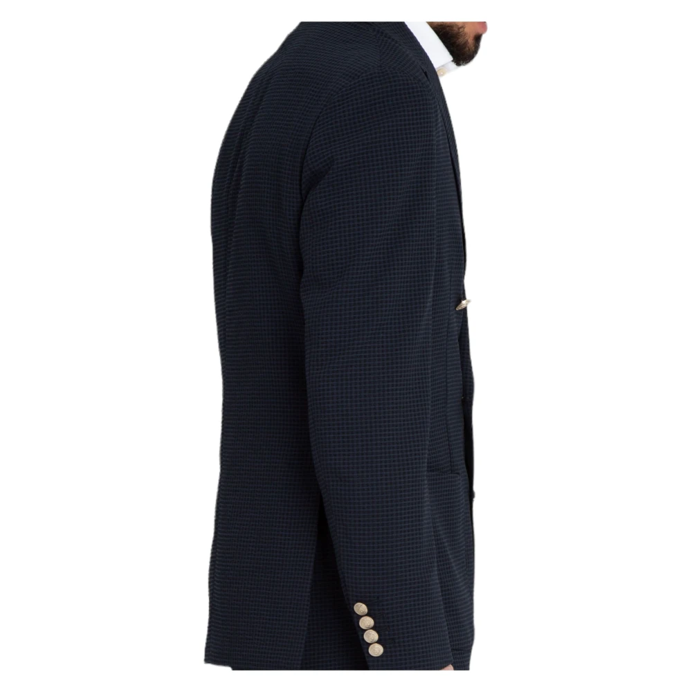Eleventy Dubbelrijig Seersucker Pak in Blauw Blue Heren