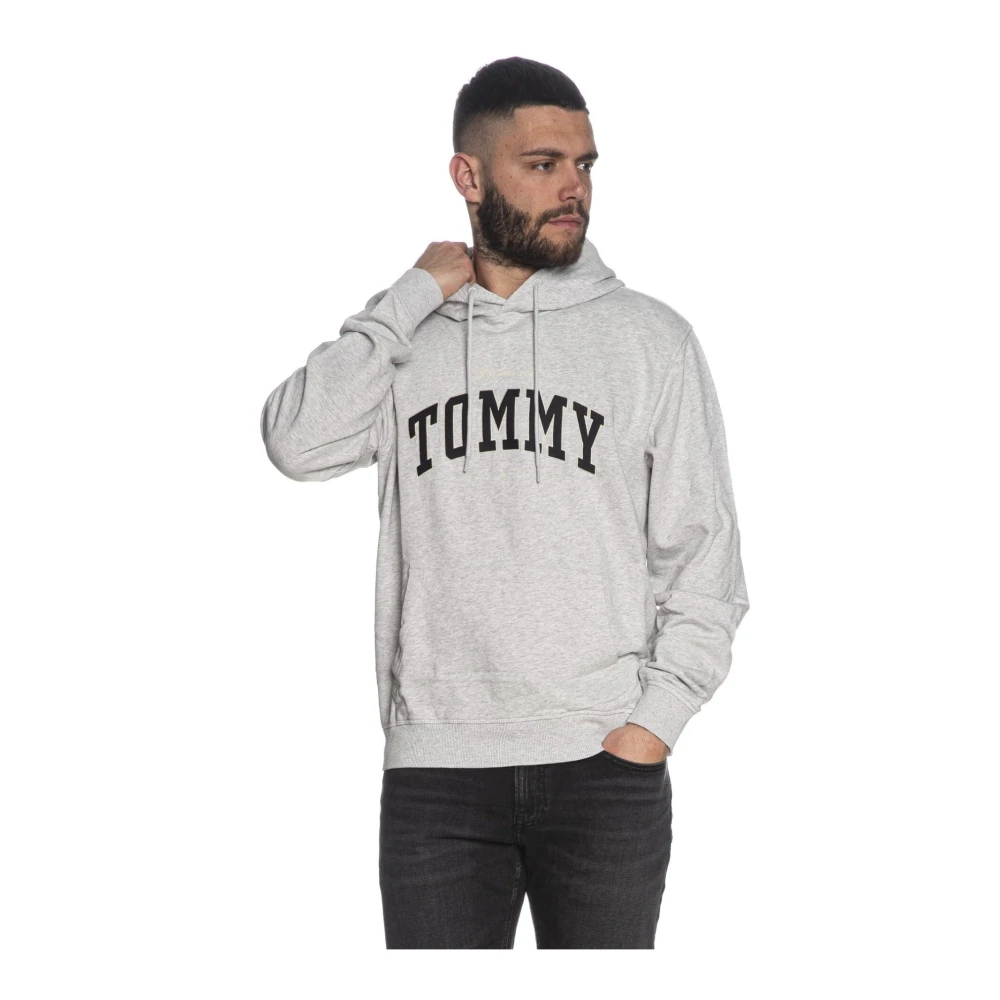 Tommy Jeans Geborduurde logo hoodie Klassiek Grijs Gray Heren