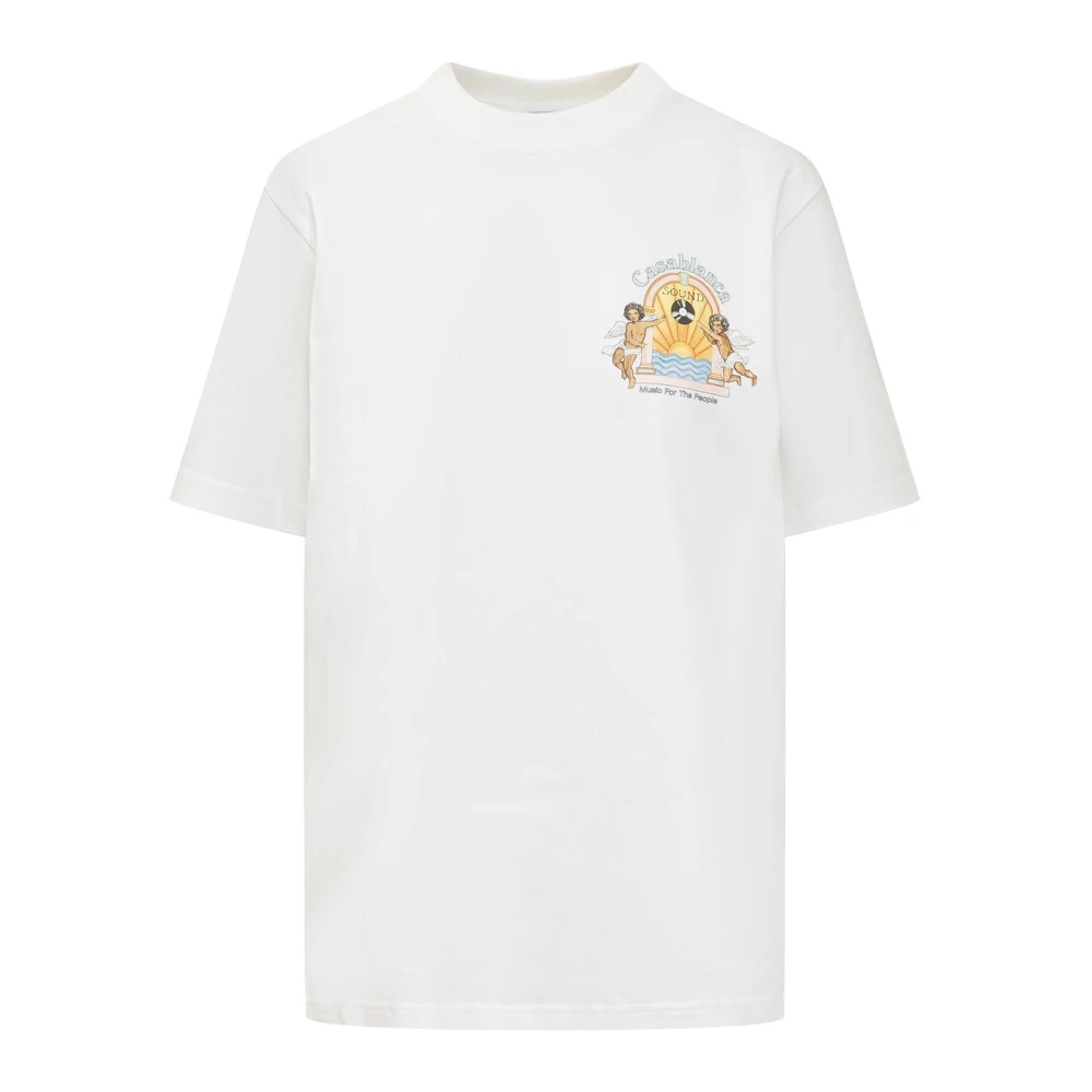 Casablanca Witte Crew Neck T-shirt met Print White Dames