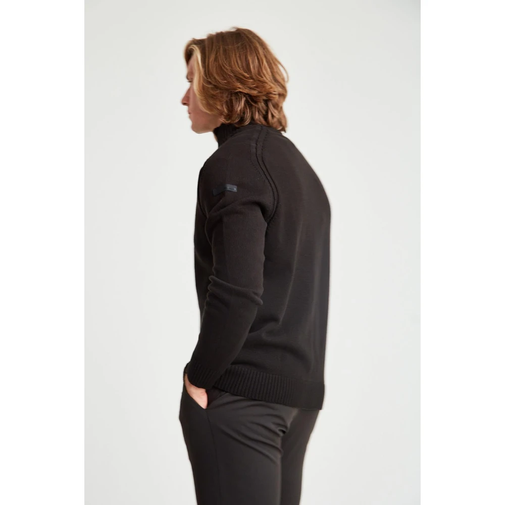 RRD Effen Katoenen Sweater met Rits Black Heren
