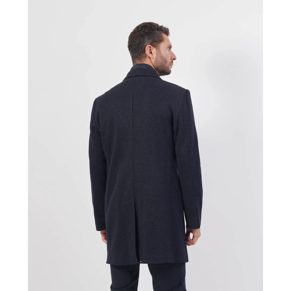 Bugatti Blauwe wollen jas met rits Blue Heren