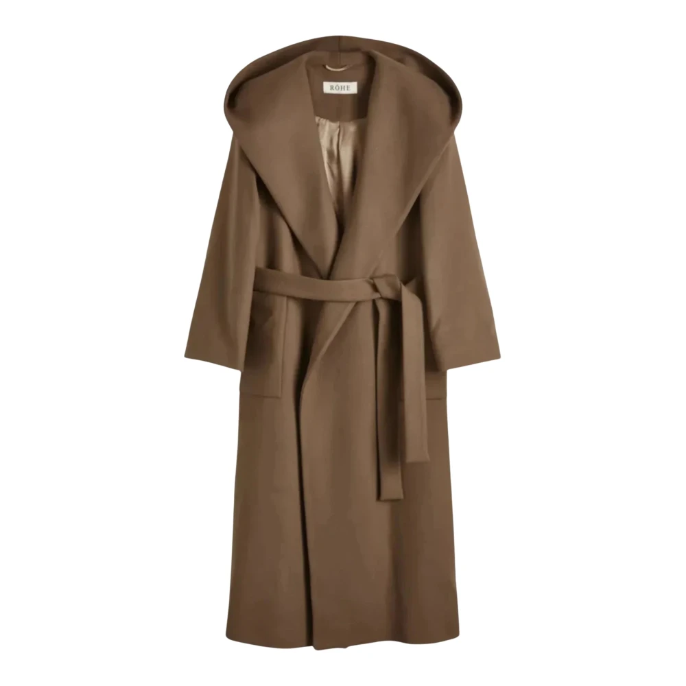 Róhe Khaki Hooded Wrap Jas Brown Dames