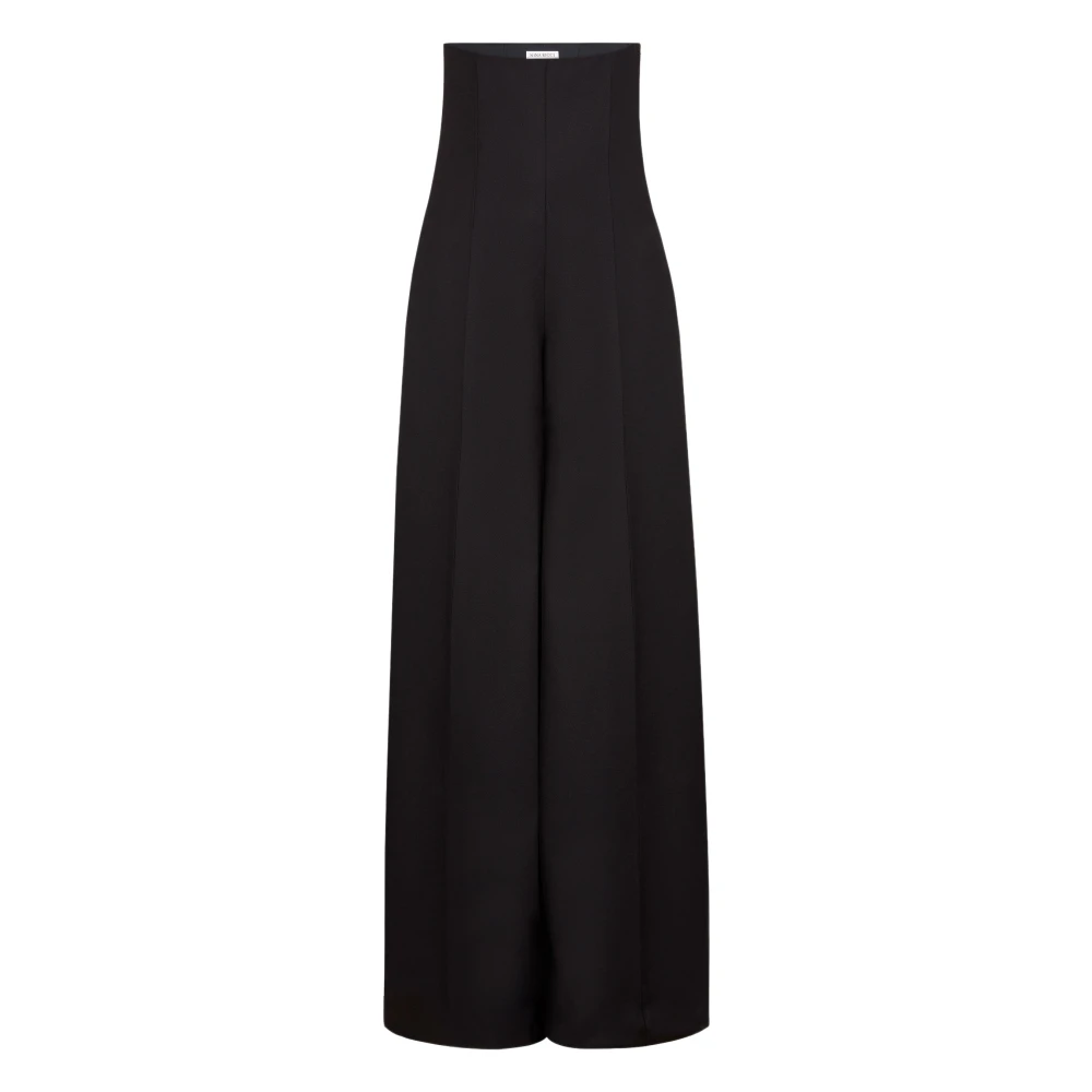 Nina Ricci Women's Black Wide Trousers,, High-Waisted Wool Extra Small