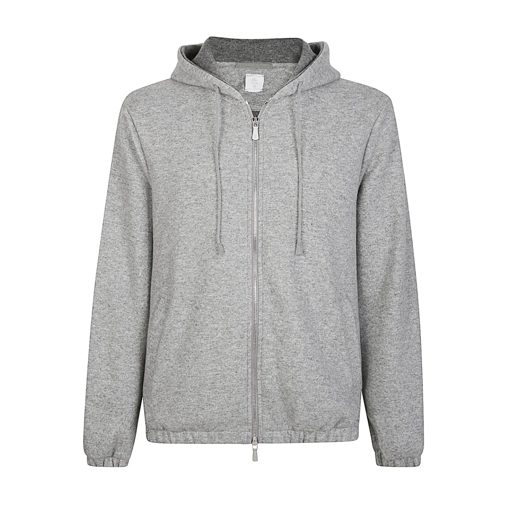 Eleventy Kasjmier Hoodie Volledige Rits Jersey Wol Gray Heren