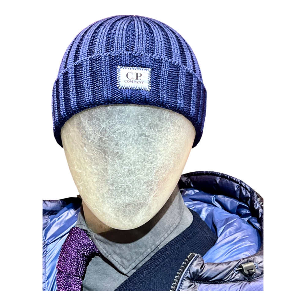 C.P. Company Logo Beanie van extrafijne wol White Heren