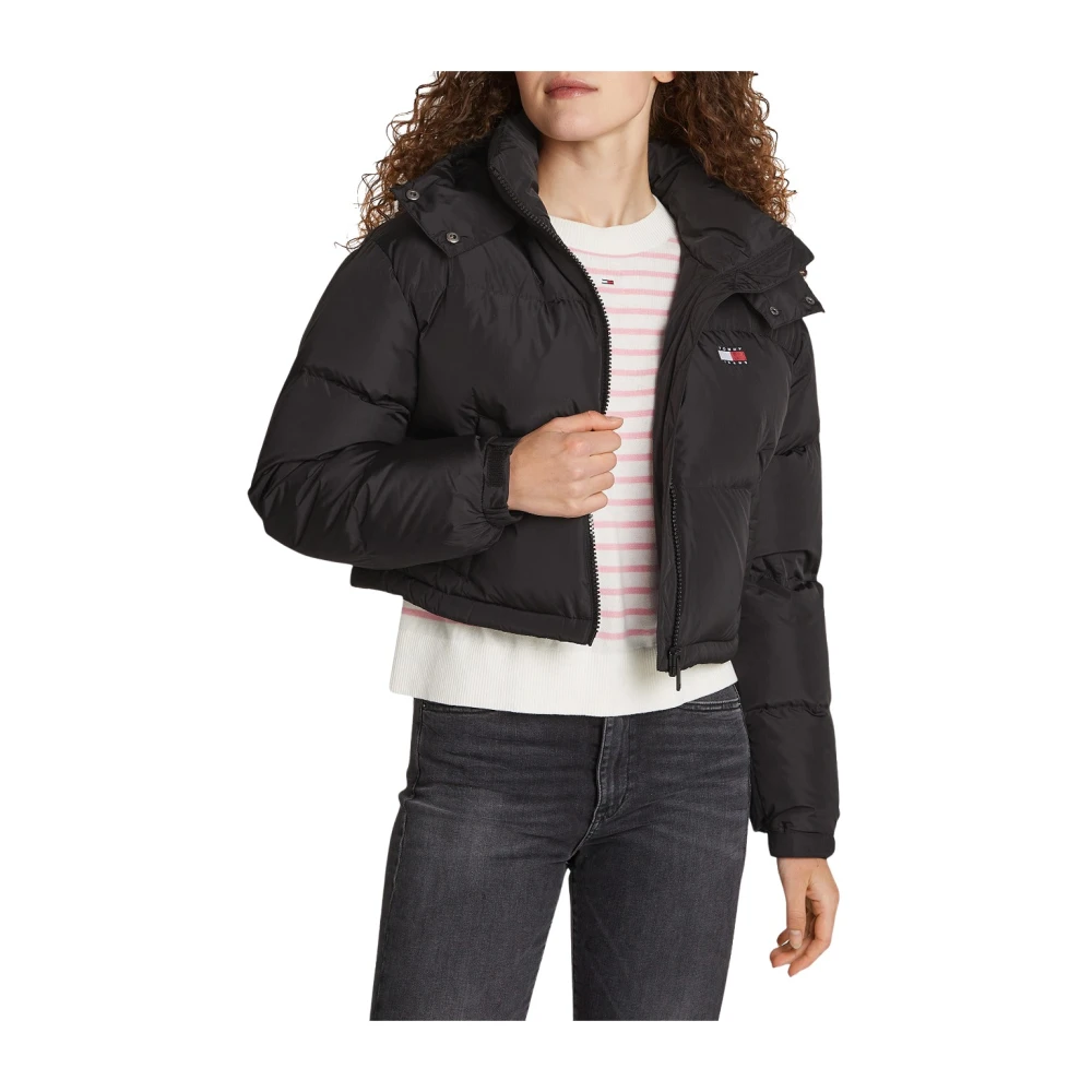 Tommy Hilfiger Trainingsjack Dames Cropped Puffer Jacket Zwart