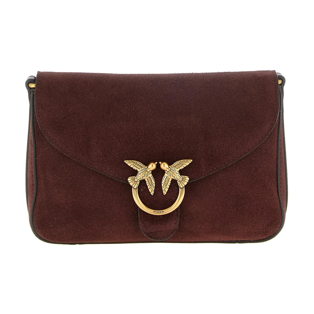 Pinko , Cross Body Bags, Female, Red, One Size, Love Birds Suede Crossbody Bag
