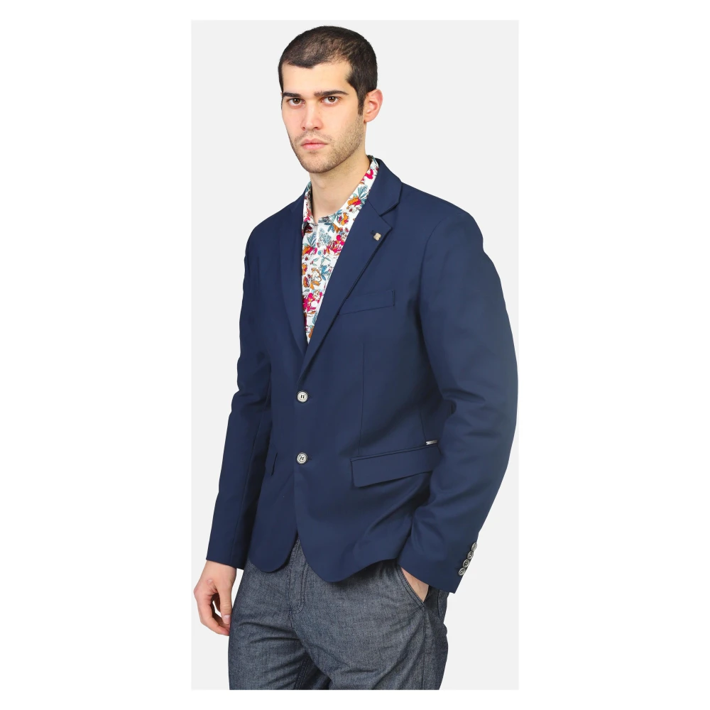 Gianni Lupo Single-Breasted jas met klepzakken Blue Heren