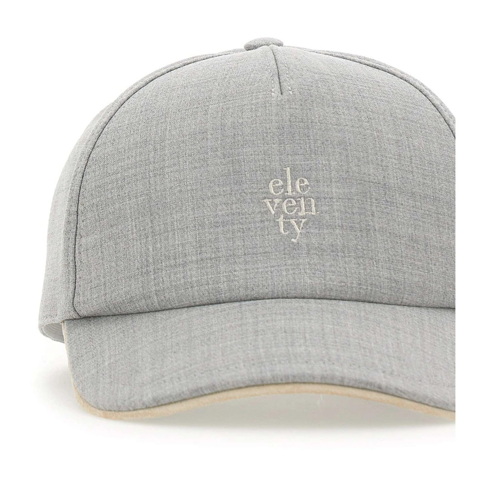Eleventy Wol en Zijde Baseballpet Grijs Gray Heren