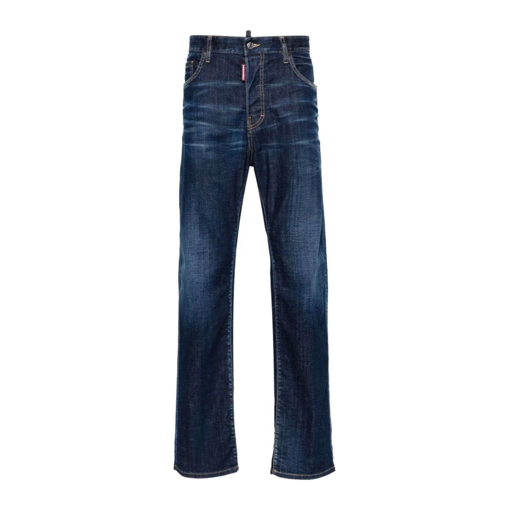 Dsquared2 Donkerblauwe Straight-Leg Denim Jeans Blue Heren