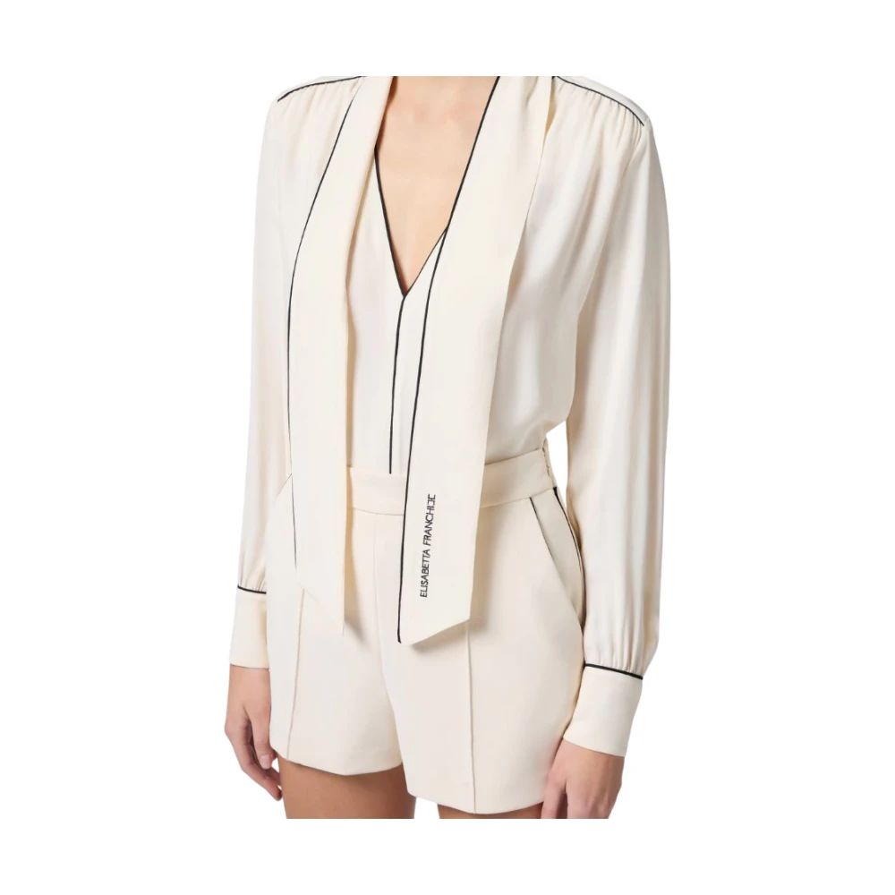 Elisabetta Franchi Georgette shirt met logodetail White Dames