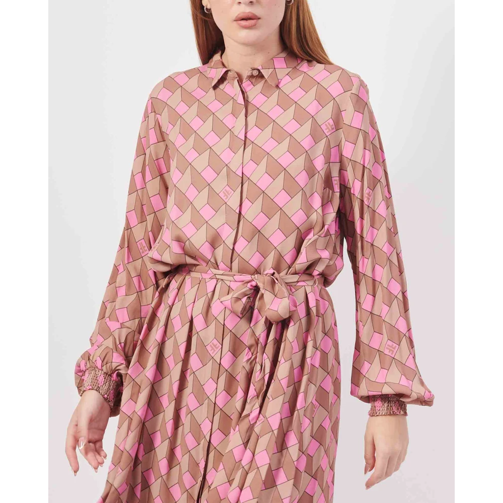 Fracomina Lange jurk met all-over print Pink Dames
