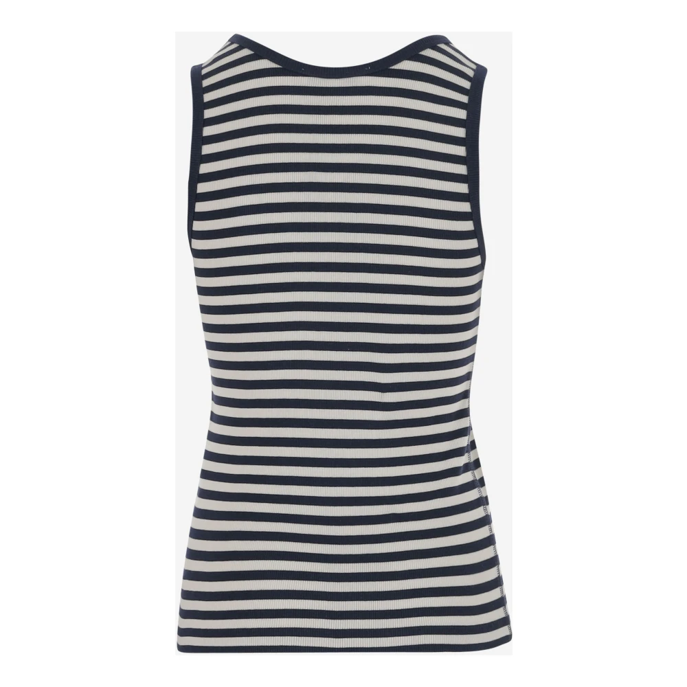 Maison Kitsuné Gestreepte Katoenen Tanktop Blue Dames